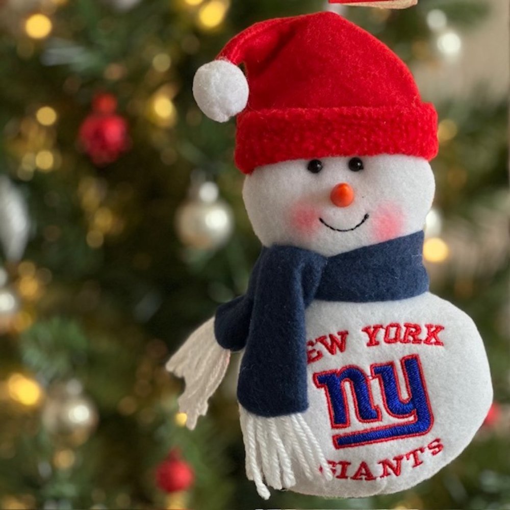 NWT New York Giants Snowman Stuffed Ornament with Hat & Scarf